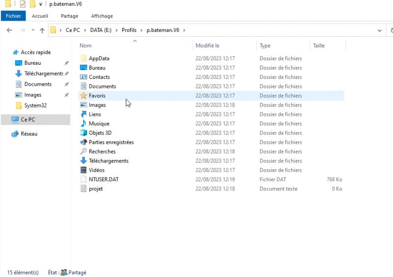 Création d'un profil itinérant
