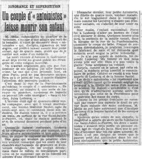 Affaire Leclercq - Le Petit Parisien (21 juillet 1912)