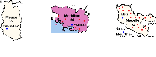 Meuse (55) Morbihan (56) Moselle (57)