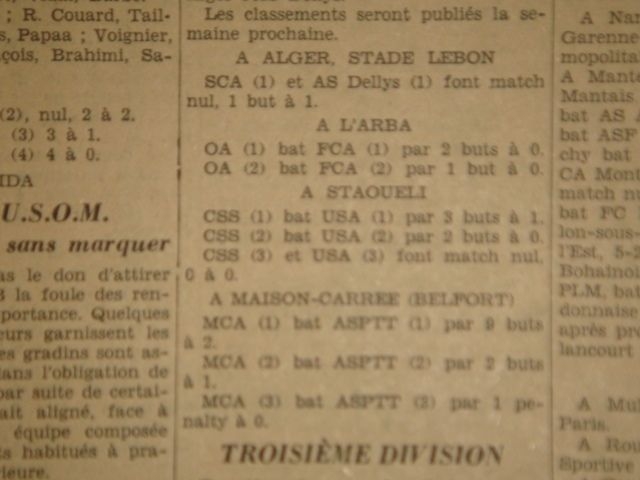 Dimanche 12.10.1930 au Stade Belfort MCA-ASPTT 9-2