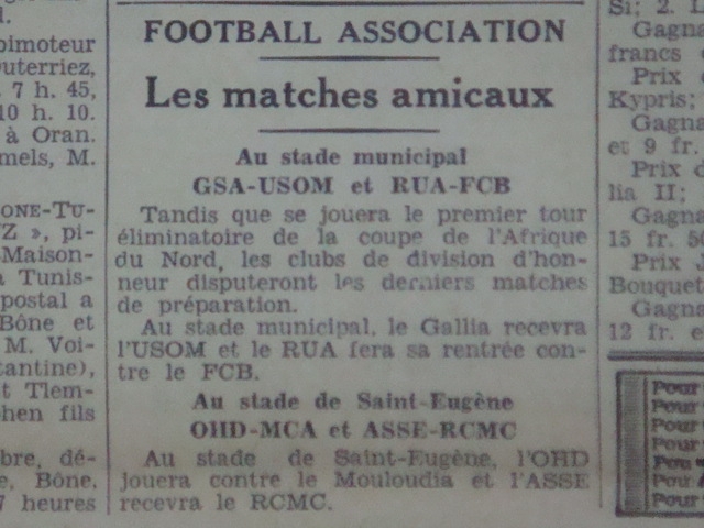jeudi 17.9.1936 amical mca-ohd
