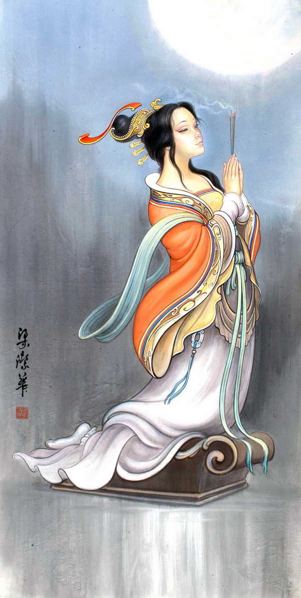 中国画家梁洁华的古代画