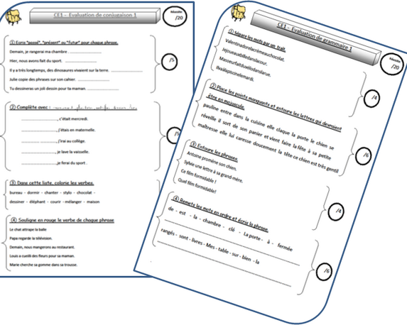 Evaluations conjugaison et grammaire période 1