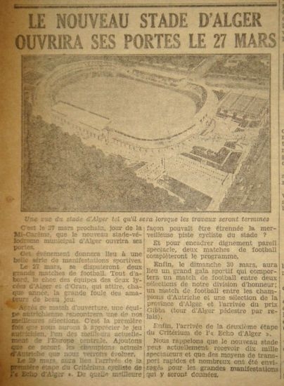 27.3.1930 ouverture du nouveau stade municipal d\'alger