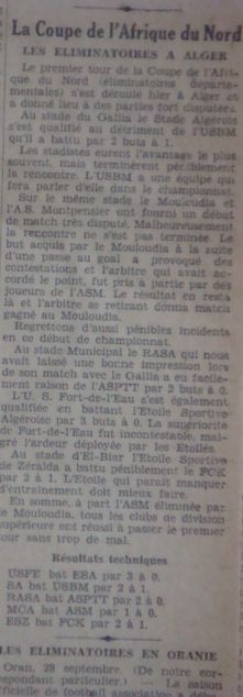 Dimanche 28.9.1930 Stade du Gallia coupe AFN  AS Montpensier-MCA 0-1