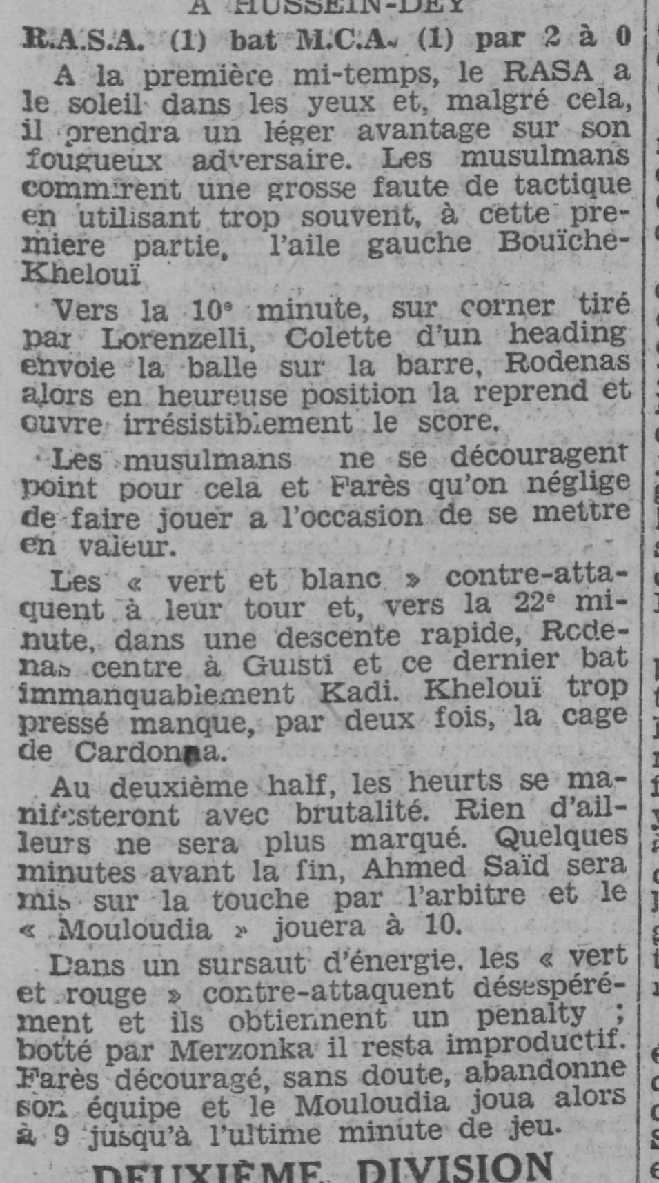 Dimanche 18.12.1932 à Hussein Dey MCA-RASA 0-2