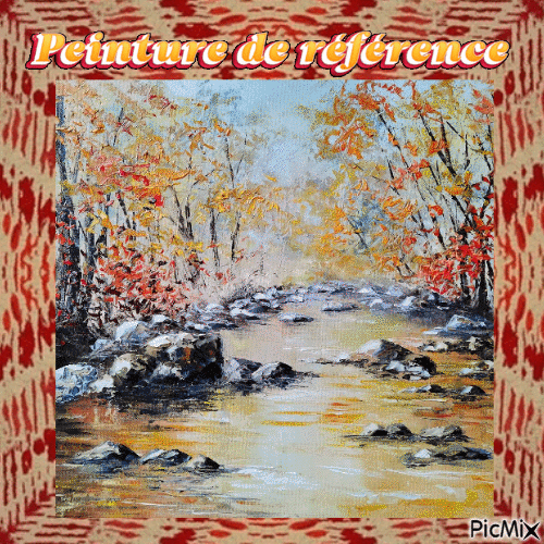 Dessin et peinture - vidéo 4177 : Comment peindre un ruisseau en automne au couteau à palette ? - 1/2 huile ou acrylique.