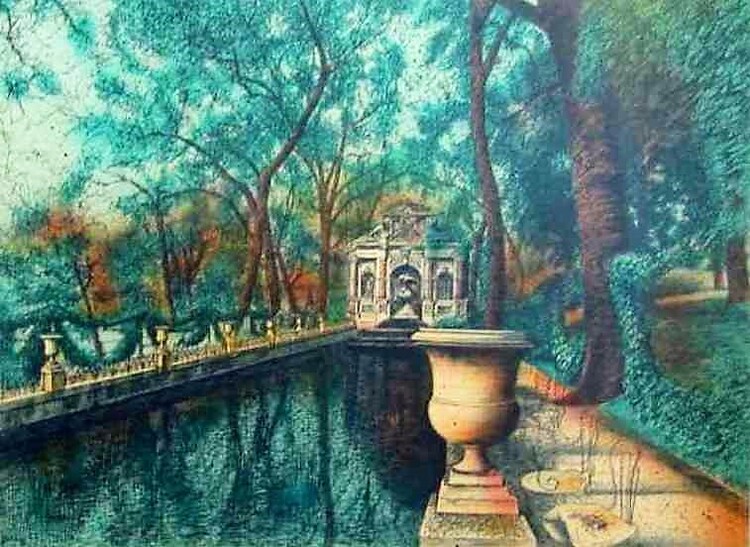 La fontaine de Médicis, peinture de Jean Carzou (1986)