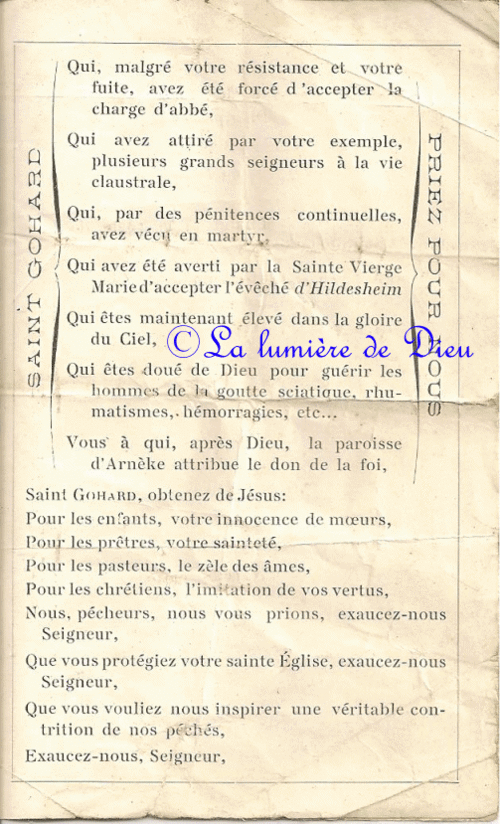 Litanies de Saint Gohard, Curé d'Arnèke