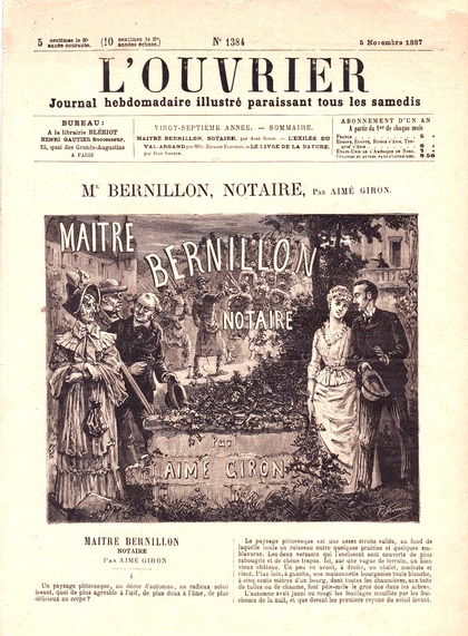Maitre Bernillon, notaire à Paris, par Aimé Giron (L’ouvrier, n° 1384, 5 novembre 1887)