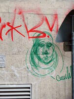 Graffito-Portrait auf einem Container