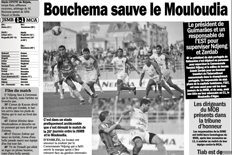 Samedi 11.6.2011 JSMB-MCA 1-1