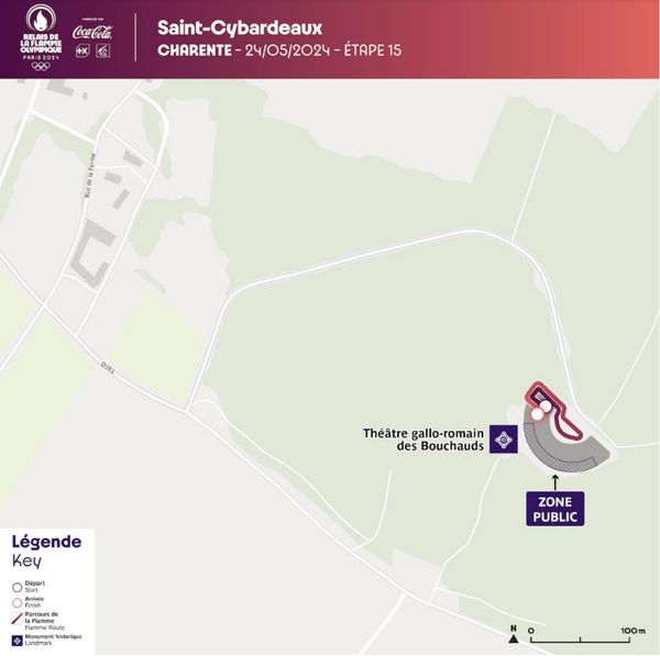La carte du parcours de la flamme à Saint-Cybardeaux