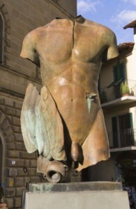 Italie, la Toscane, sculpture à Greve in Chianti