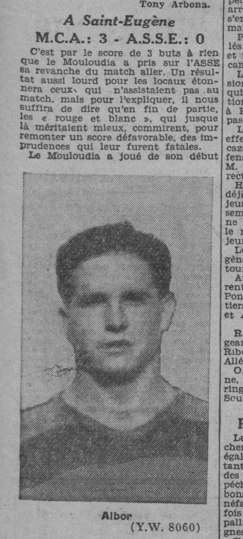 Dimanche 19.1.1941 à St Eugène MCA-ASSE 3-0