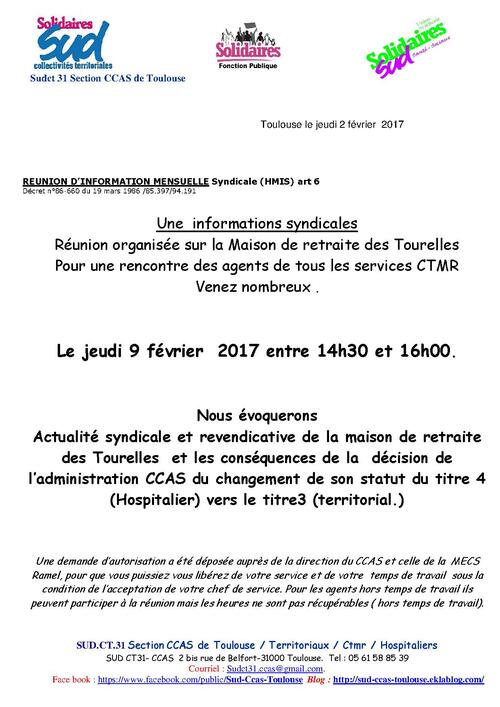 Heures d'information syndicale au Tourelle