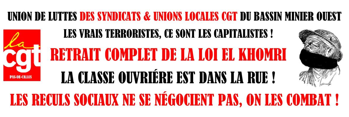 La banderole du 14 juin à Paris des camarades de la CGT du Bassin Minier Ouest