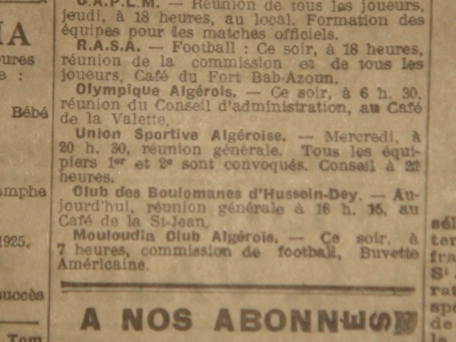 Réunion de la commission de football à la buvette américaine