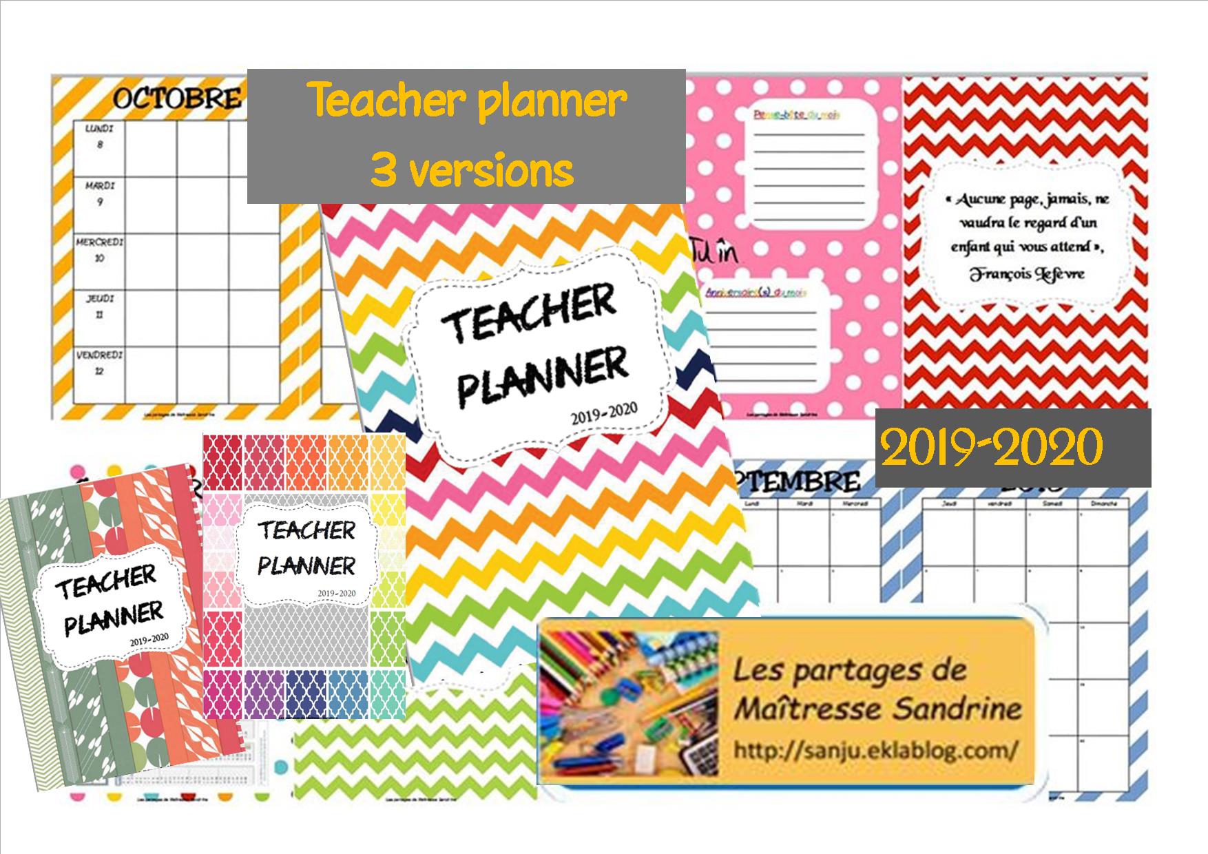 Teacher planner 2019-2020 - Les partages de Maîtresse Sandrine