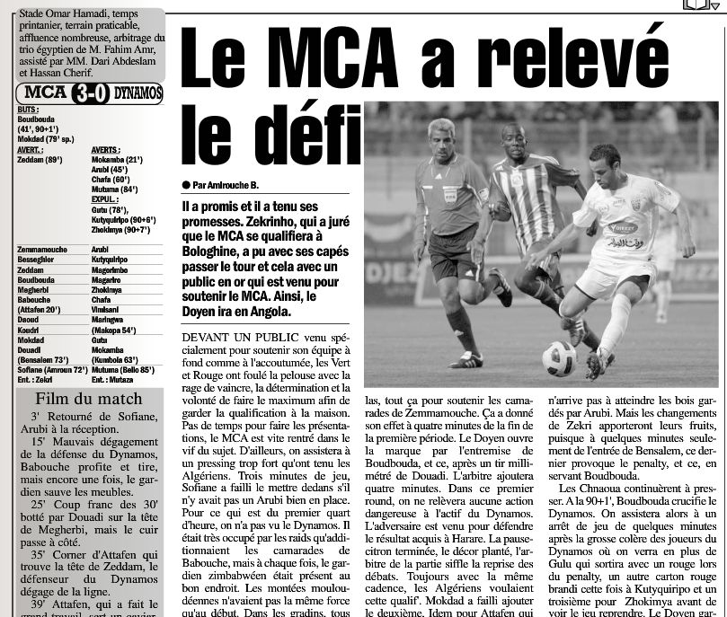 3.4.2011 C1 Afrique MCA-FC Dynamos 3-0 Dynamitant Mouloudia