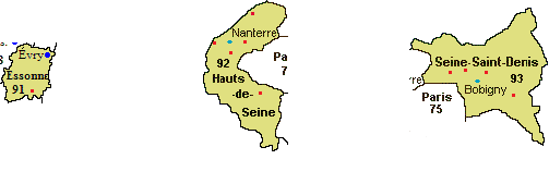 Essonne (91) Hauts de Seine (92) Seine st Denis (93)