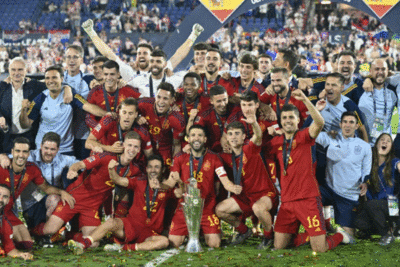 Les joueurs de l’équipe d’Espagne de football en pleine célébration