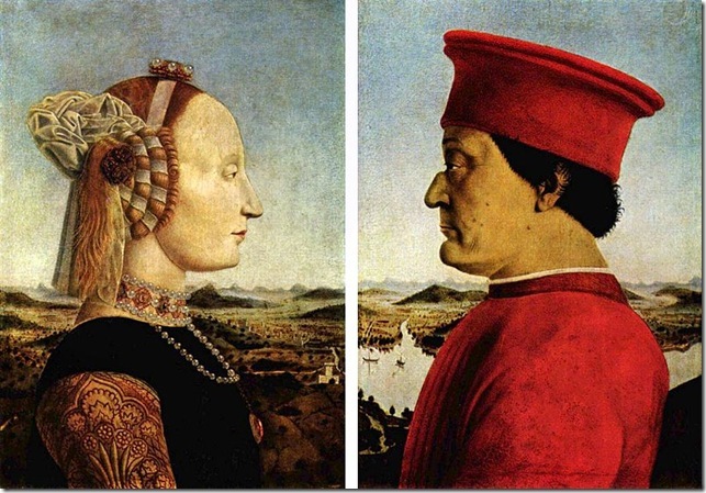 Piero_della_Francesca_ritratto di battista sforza e frederico de montefeltro_1472