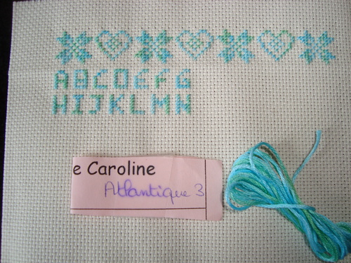 SAL sampler amitié bleu de Caro