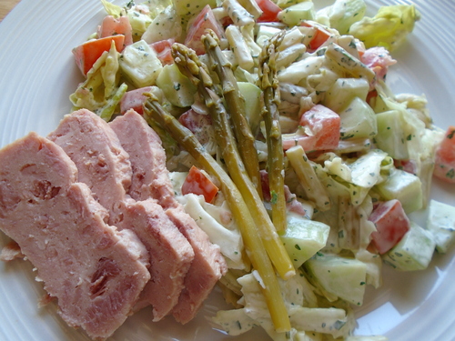 Salade jambon et asperges