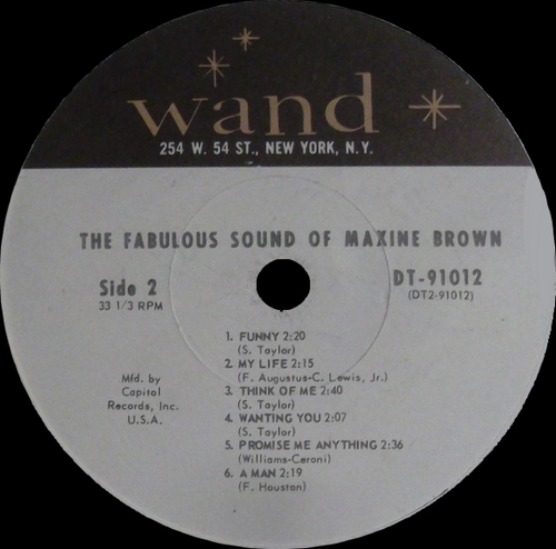 Maxine Brown : Album " The Fabulous Sound Of Maxine Brown " Wand Records WDM 656 [ US ]