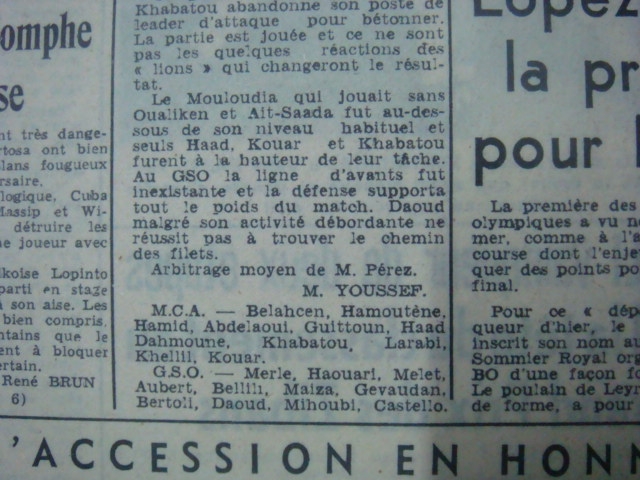 Juin 1952 Coupe Forconi GSO-MCA 0-1
