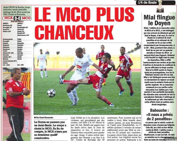 Vendredi 8.4.11 Coupe MCA-MCO 0-0 (4-5 TAB)