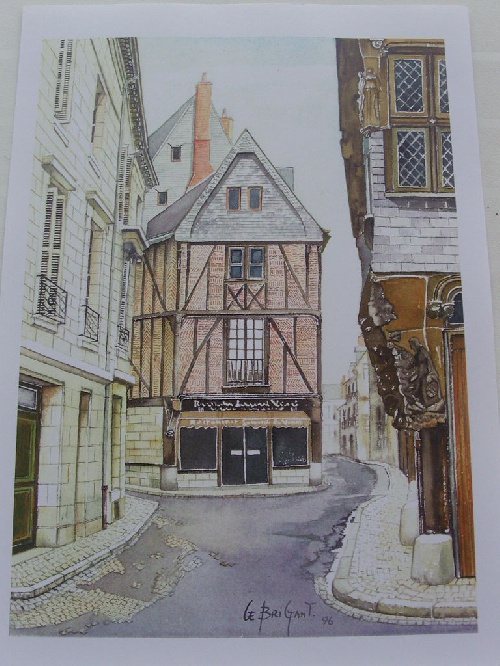 Aquarelle du vieux TOURS réalisée par Michel LE BRIGANT Artiste Peintre en Touraine