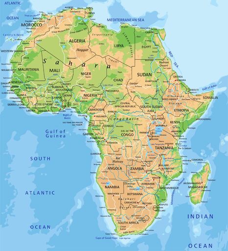Carte de l'Afrique - Cartes sur le continent Africains, pays, relief,  villes...