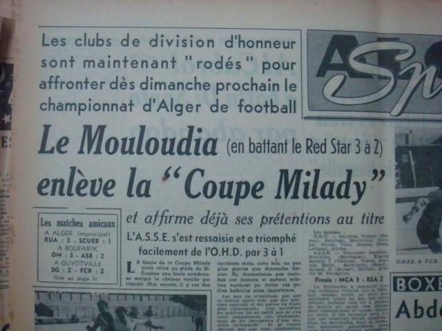 7.9.1952 Finale Coupe Milady Amical MCA-RSA 3-2