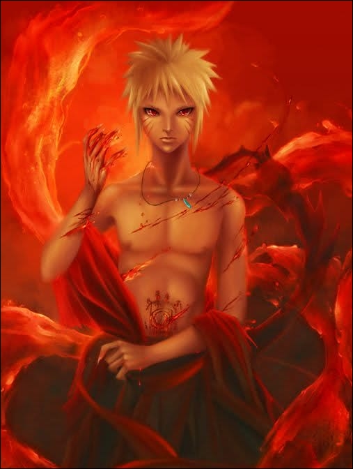 Naruto fusionné avec le chakra de Kyûubi