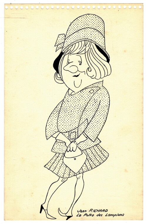 caricature de Jean Richard dans "la Polka des Lampions"