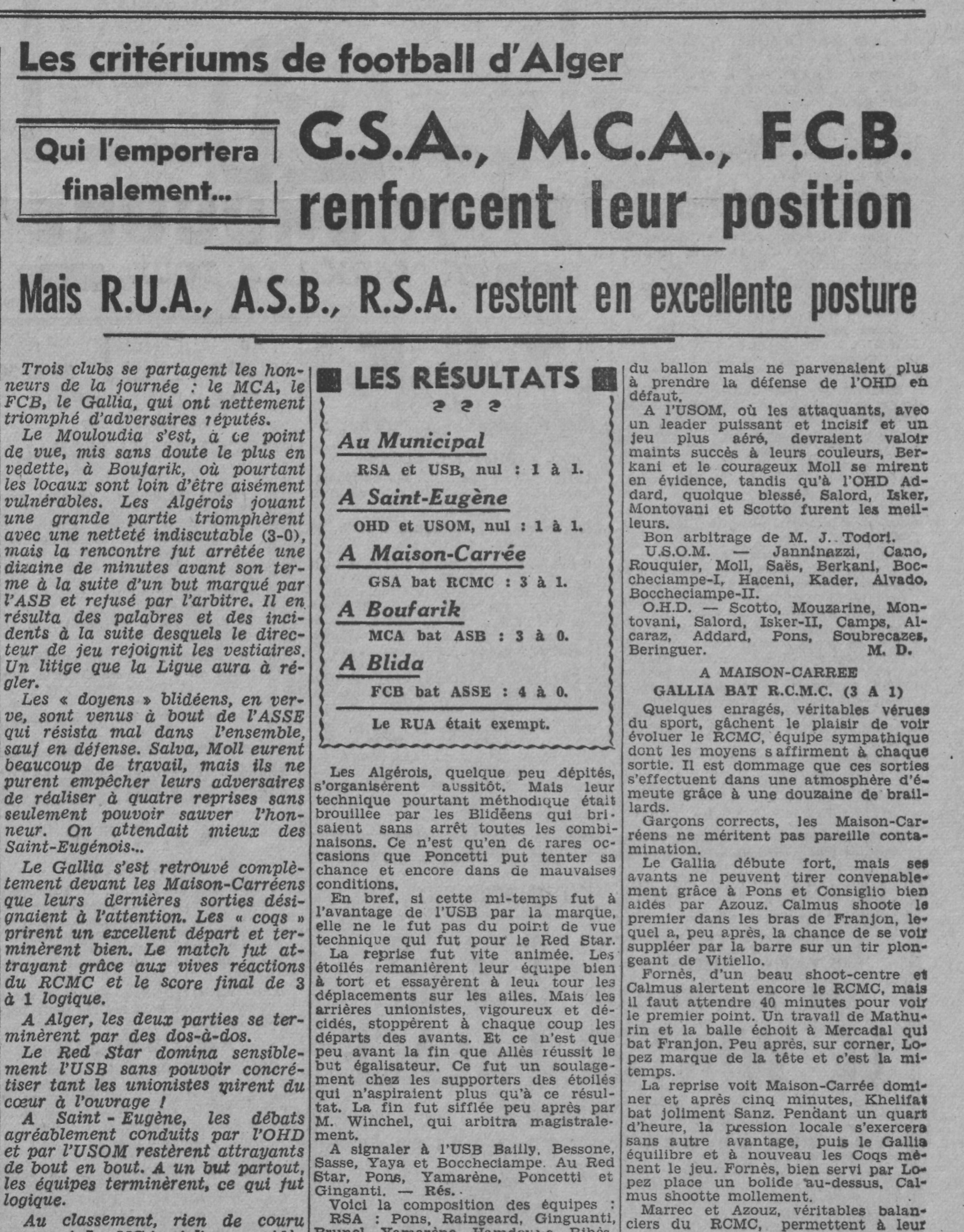 Dimanche 9.3.1941 à Boufarik ASB-MCA 0-3