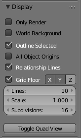 Panneau Display (touche N)
