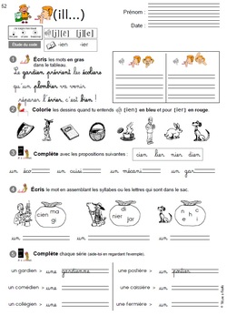 Exercices phono-code fiche 52