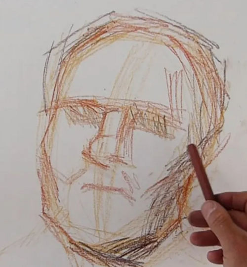 Dessin et peinture - Comment dessiner un portrait masculin 1/2 ? - pastels.