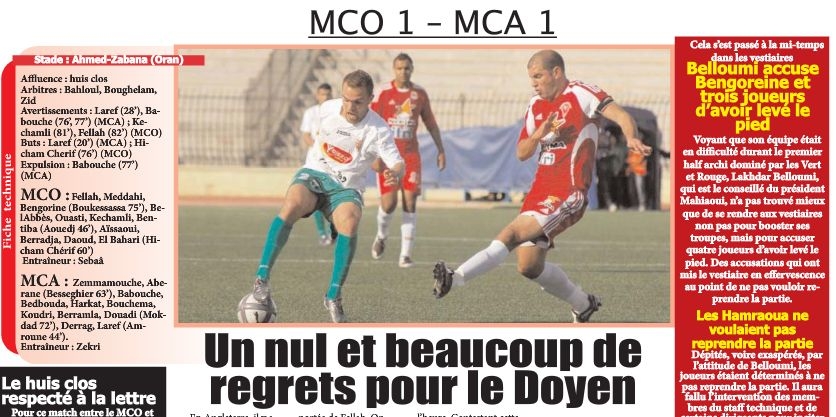 Samedi 31.4.2011 MCO-MCA 1-1 à Oran