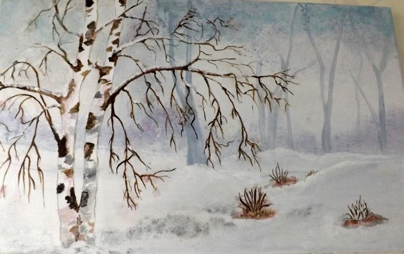 Peintures: Bouleaux sous la neige