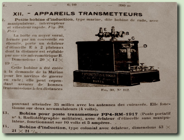Emetteur à étincelles Ducretet env 1920, dit "émetteur de rade"