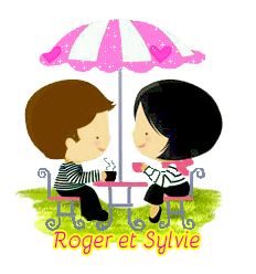 547 - Couple sous le parasol, gif animé, blinkie, signature