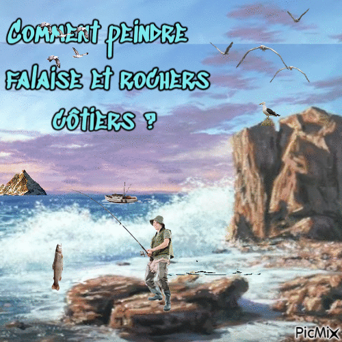 Dessin et peinture - vidéo 3266 : Comment peindre une falaise qui domine la mer ? acrylique ou huile.