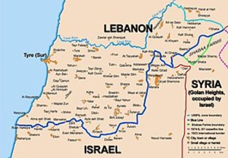 La ligne bleue, établie par les Nations unies après le retrait israélien du Sud du Liban.