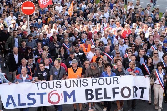 Manifestation à Belfort contre la fermeture de l’usine Alstom, le 24 septembre.