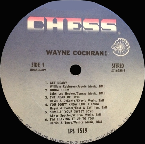Wayne Cochran : Album " Wayne Cochran ! " Chess Records LP 1519 [ US ]