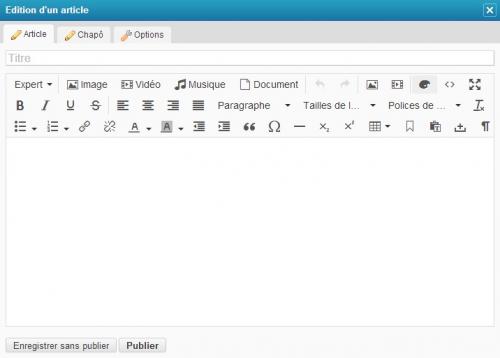 11 - Création de pages simple et d'articles

Vous allez écrire le premier article de votre blog. Pour cela, plusieurs solutio